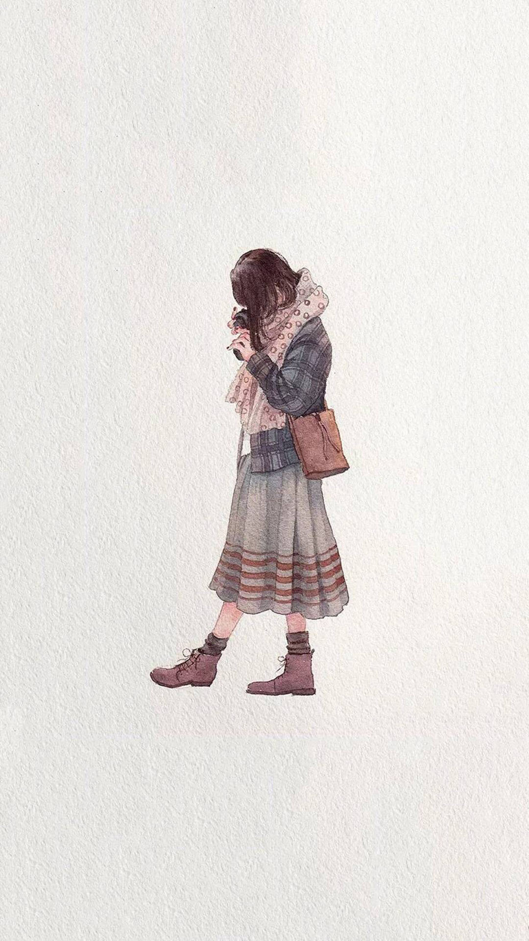 创意手绘女生插画高清手机壁纸