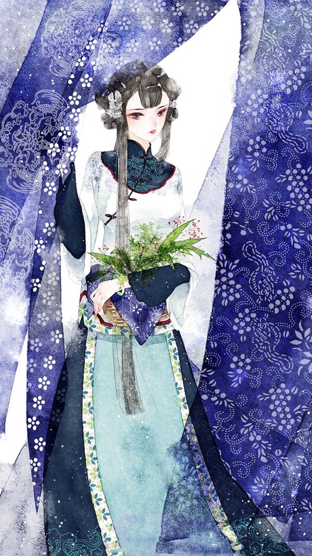 手绘卡通人物唯美高清手机壁纸