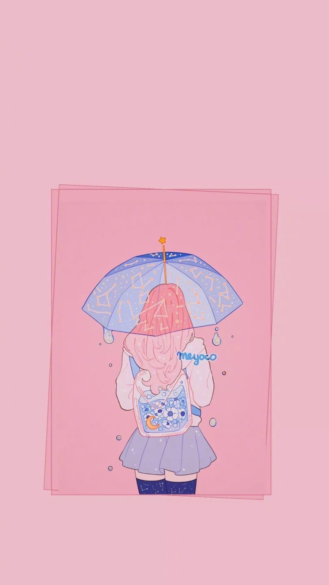 少女卡通插画手机壁纸图片