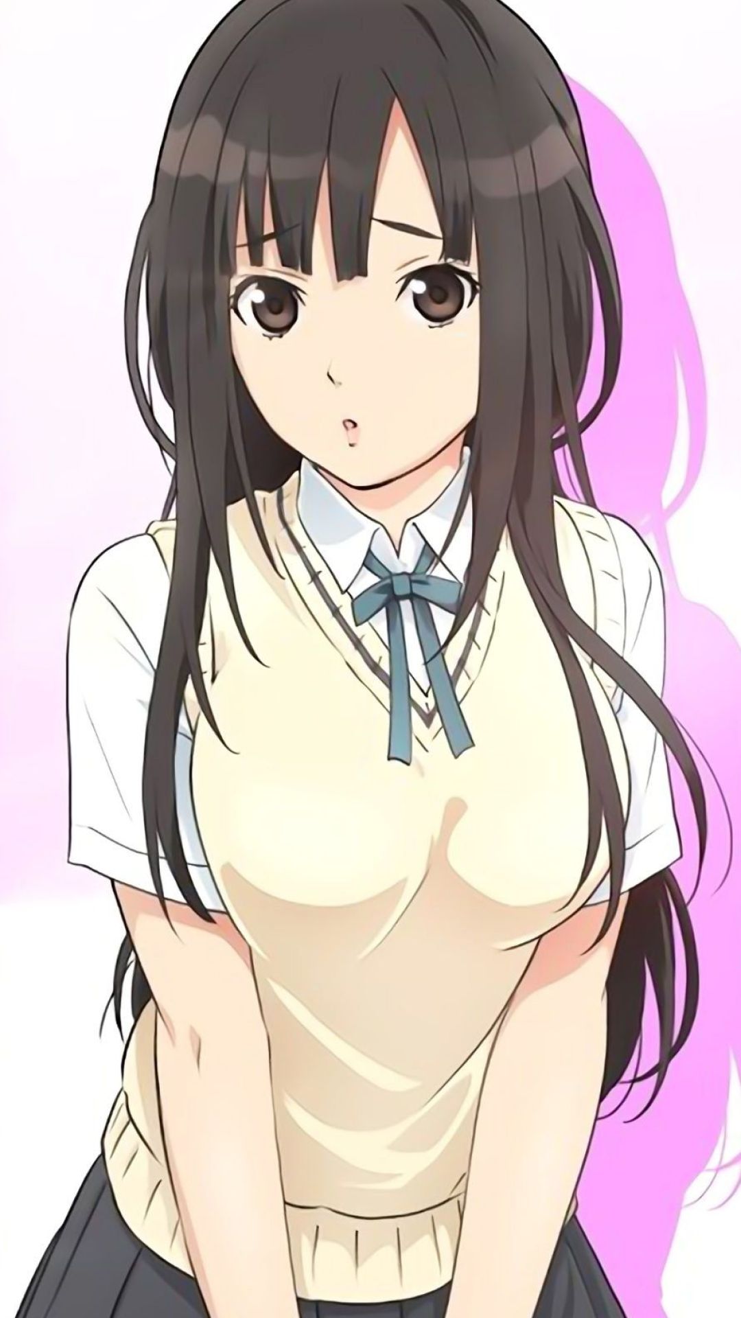 动漫女高中生校服手机壁纸图片
