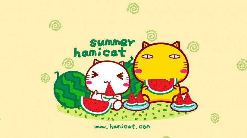 哈咪猫夏天有一个约会卡通手机壁纸