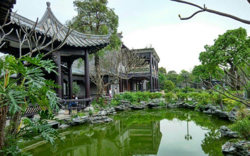 广东东莞粤晖园建筑风景手机壁纸