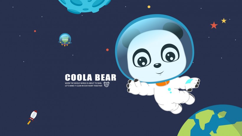 可爱卡通酷拉熊太空手机壁纸