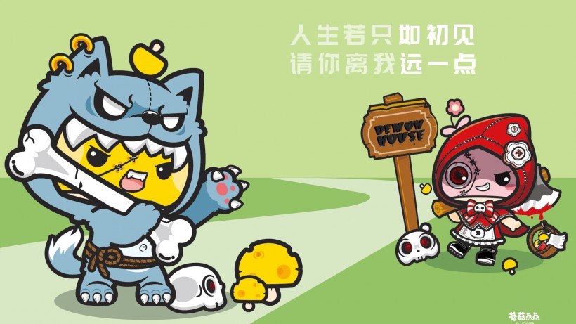 蘑菇点点暗黑童话卡通手机壁纸