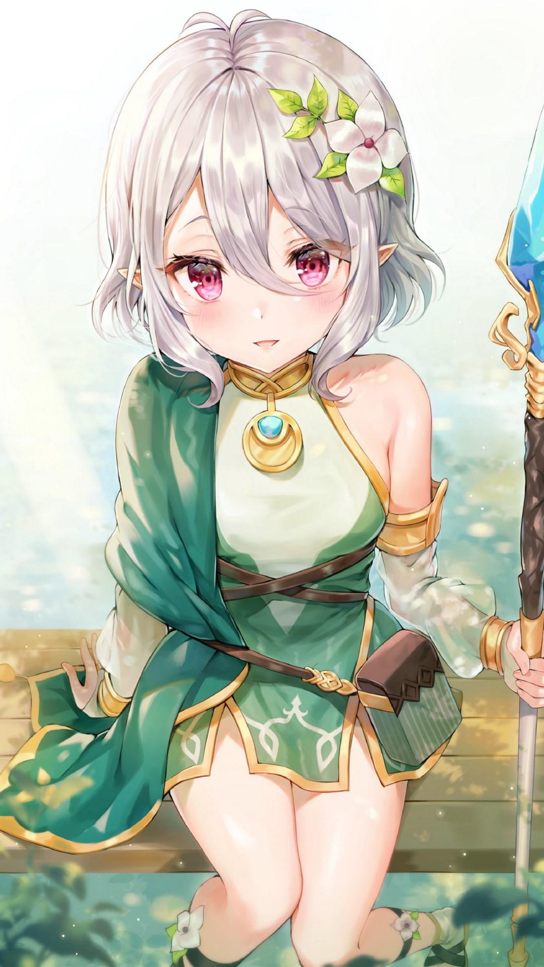 甜美动漫美女插画手机壁纸