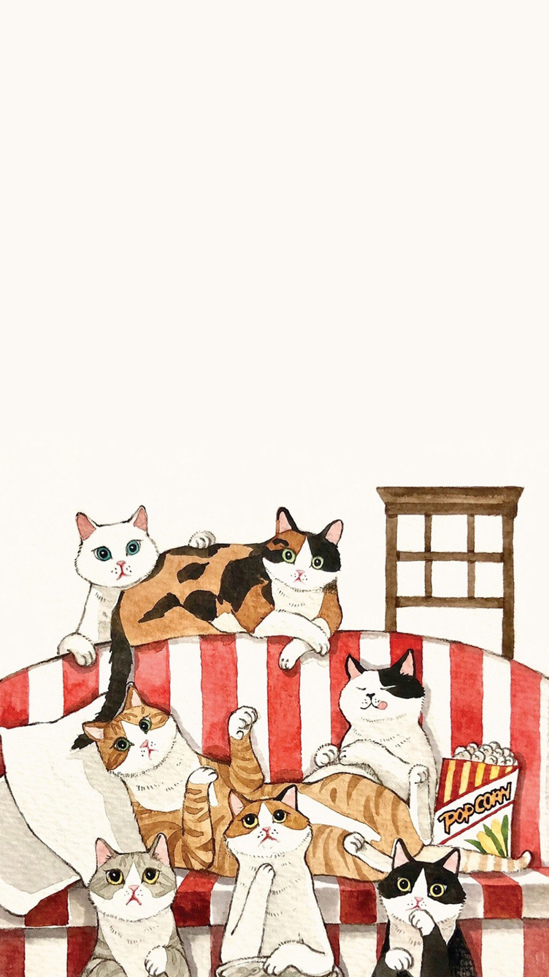 可爱猫咪插画手机壁纸
