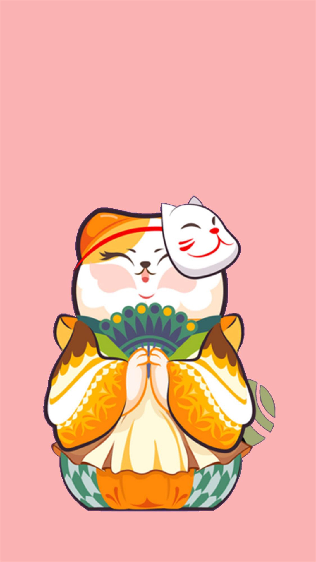 可爱卡通招财猫高清手机壁纸